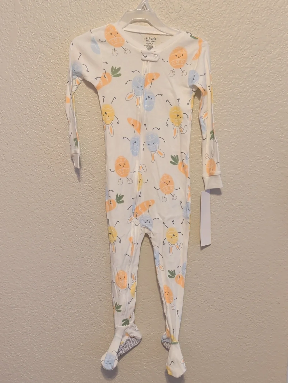 Carter's White Footed One-Piece with Orange, Yellow, and Light Blue Fruit Print